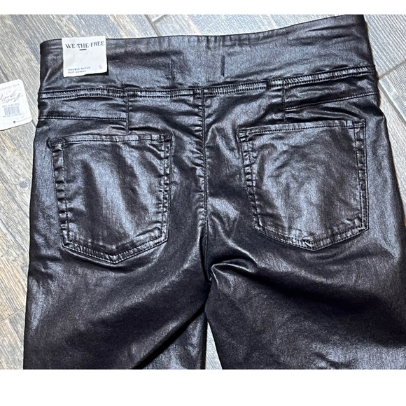 NWT‎ Free People Double Dutch Slit Skinny Pants Faux Leather Coated Black Size S - Picture 11 of 14
